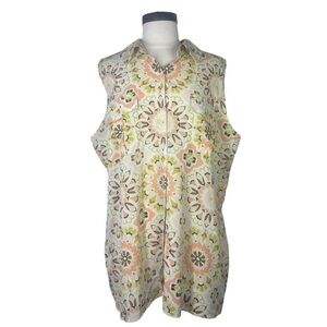 Ann Taylor Outlet sleeveless button down vintage inspired  blouse size xl